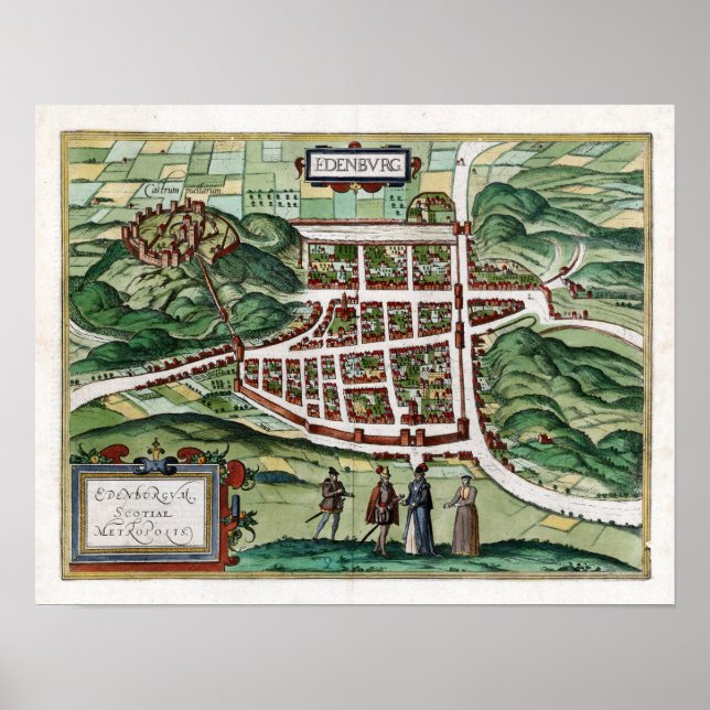 1580 Edinburgh Map Poster (Front)