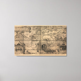 1581 Antique World Map by Nicola van Sype Canvas Print