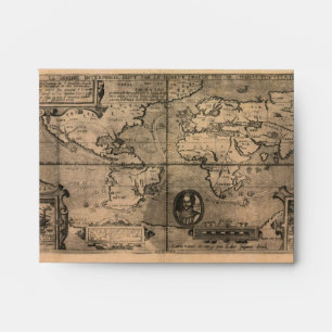 1581 Antique World Map by Nicola van Sype Envelopes