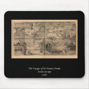 1581 Antique World Map by Nicola van Sype Mouse Mat