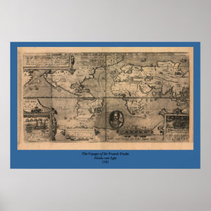 1581 Antique World Map by Nicola van Sype Poster