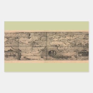 1581 Antique World Map by Nicola van Sype Rectangular Sticker