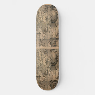 1581 Antique World Map by Nicola van Sype Skateboard