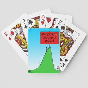 1582 Customisable over the hill birthday cartoon Playing Cards