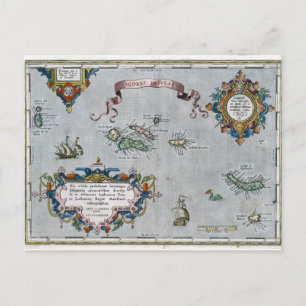 1584 Azores Map Postcard