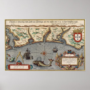 1584 Map of Portugal Poster
