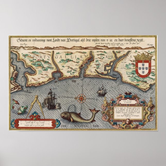 1584 Map of Portugal Poster (Front)