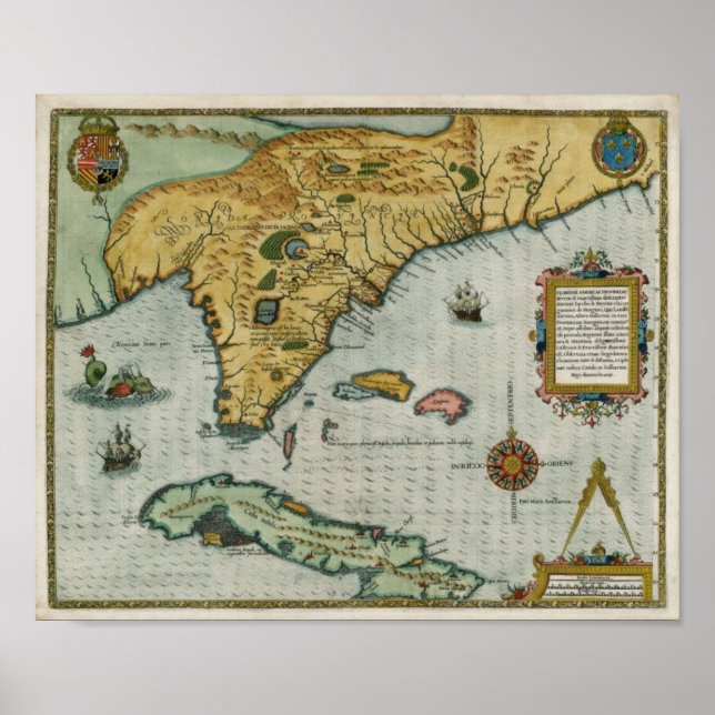 1591 Map of Florida Poster (Front)