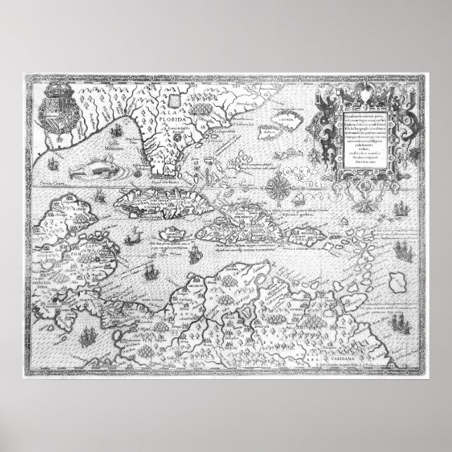 1594 Map of Central America Poster (Front)