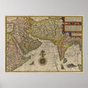 1596 Map of Southern Asia Poster