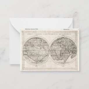 1598 Vintage World Map Latin Cartography Card