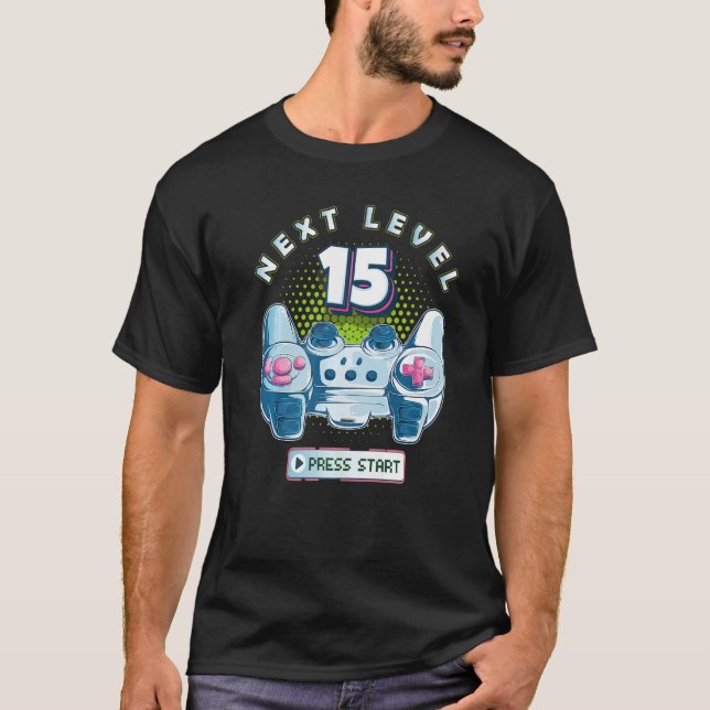 15 Birthday Gamer Next Level 15 Gaming Controller  T-Shirt (Front)