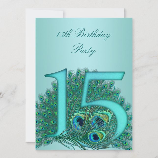 15 birthday peacock template age number (Front)