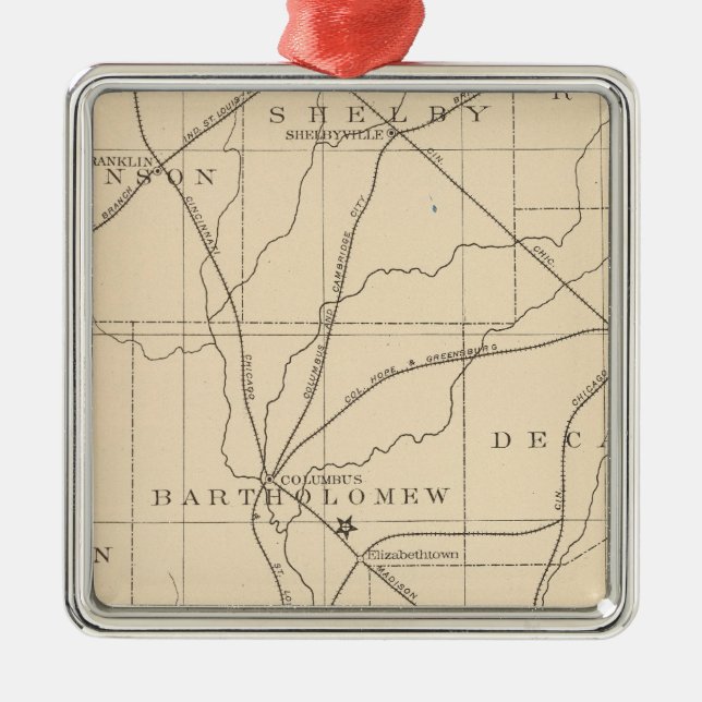 15 Centre of population Metal Tree Decoration (Front)