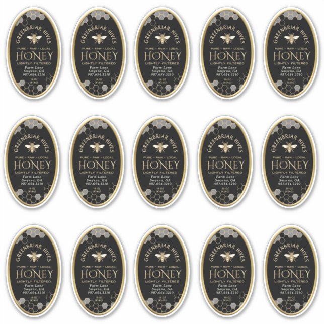 15 custom cut 4" x 2.25" Oval Honeycomb Vinyl  (Front)