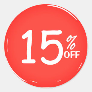 15% Fifteen Percent OFF Discount Sale  Classic Round Sticker