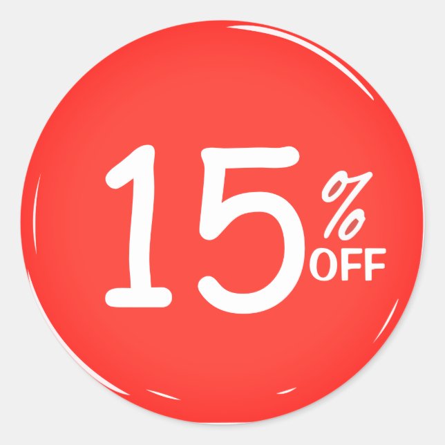15% Fifteen Percent OFF Discount Sale  Classic Round Sticker (Front)