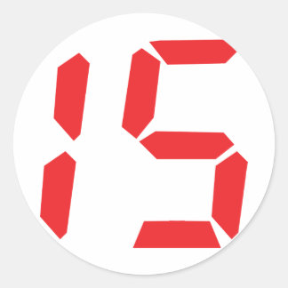 15 fifteen red alarm clock digital number classic round sticker