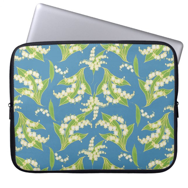 15-inch Laptop Sleeve: Lilies of the Valley, Blue Laptop Sleeve (Front)