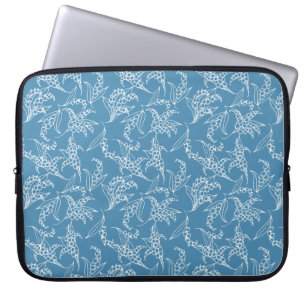 15-inch Laptop Sleeve: Lilies-of-the-Valley, Blue Sleeve