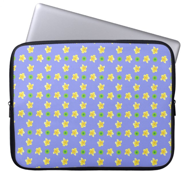 15-inch Laptop Sleeve: Primroses on Violet Blue Sleeve (Front)