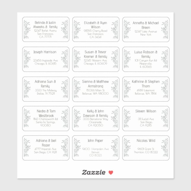 15 Individual Wedding Guest Name Address Sticker (Sheet)