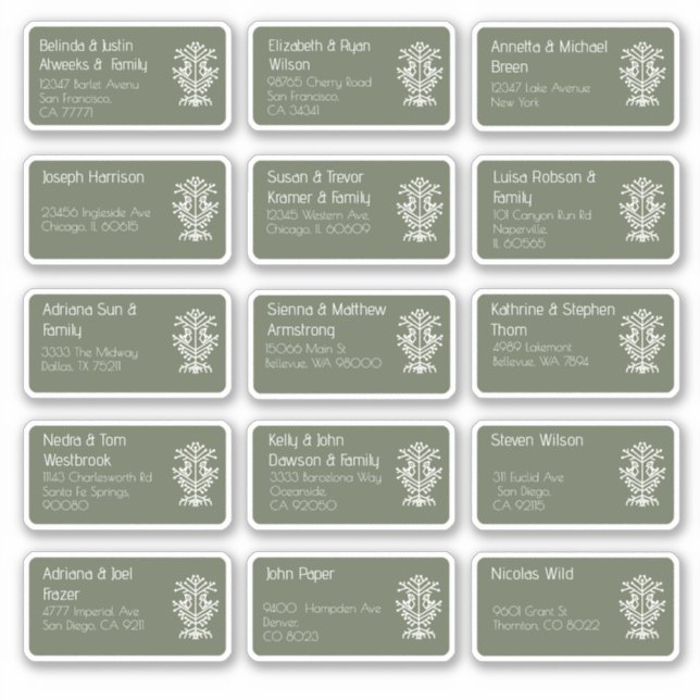 15 Individual Wedding Guest Name Address Sticker (Front)