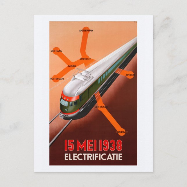 15 Mei 1938 Electrificatie Vintage Poster Postcard (Front)