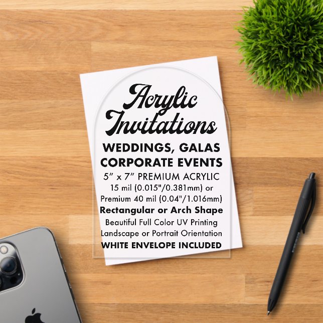 15 Mil Arched Clear Acrylic Invitation (Insitu (Invitation Card))