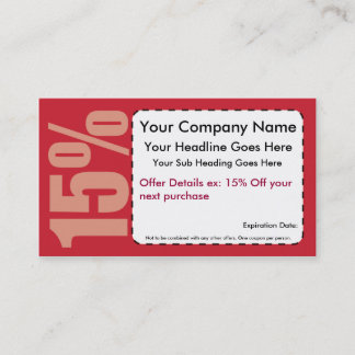 15%  Off Coupon Business Card