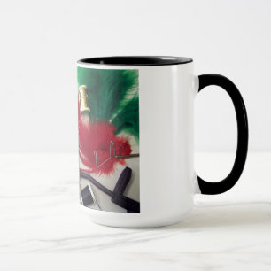 15 oz. ringer mug featuring fly tying materials.