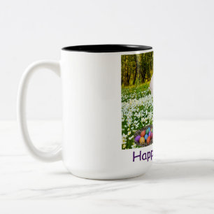 15 oz two tone mug. Happy Easter. klipspringer/b Two-Tone Coffee Mug