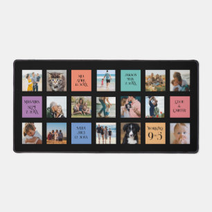 15 Photo, 6 Colour Block on Black Desk Mat