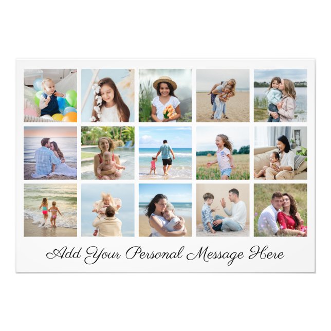 15 Photo Collage Add A Greeting Photo Enlargement (Front)