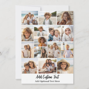 15 Photo Collage - Custom Text - Black and White Holiday Card