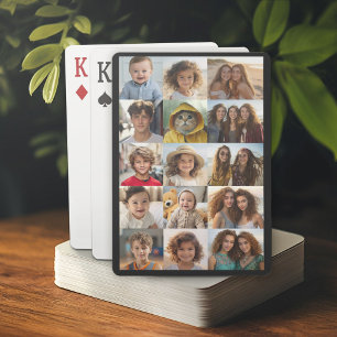 15 Photo Collage Grid - black background Playing Cards