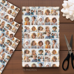 15 Photo Collage Grid - - black white Wrapping Paper Sheet