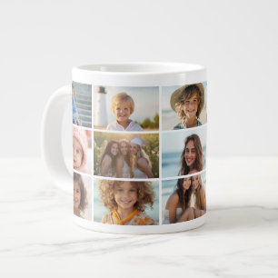 15 Photo Collage Grid - Mod Minimal white Large Coffee Mug