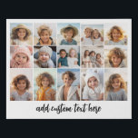 15 Photo Collage Grid - Script Text - black white Faux Canvas Print<br><div class="desc">Use 15 photos to create a personal photo collage wall art. This modern, clean layout includes a script text block to add a family name or other information. The background colour and fonts can be changed in the customise area. ***For best results for this multi photo layout - crop your...</div>