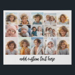 15 Photo Collage Grid - Script Text - black white Faux Canvas Print<br><div class="desc">Use 15 photos to create a personal photo collage wall art. This modern, clean layout includes a script text block to add a family name or other information. The background colour and fonts can be changed in the customise area. ***For best results for this multi photo layout - crop your...</div>