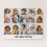 15 Photo Collage Grid - Script Text - black white Jigsaw Puzzle<br><div class="desc">Use 15 photos to create a personal photo collage wall art. This modern, clean layout includes a script text block to add a family name or other information. The background colour and fonts can be changed in the customise area. ***For best results for this multi photo layout - crop your...</div>