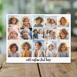 15 Photo Collage Grid - Script Text - black white Postcard<br><div class="desc">Use 15 photos to create a personal photo collage postcard. This modern, clean layout includes a script text block to add a family name or other information. The background colour and fonts can be changed in the customise area. ***For best results for this multi photo layout - crop your photos...</div>