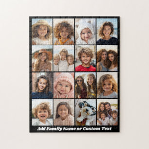 15 Photo Collage Modern Minimal Black Chunky Text Jigsaw Puzzle