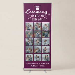 15 Photo Collage Plum Wedding Ceremony This Way Retractable Banner