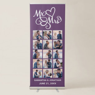 15 Photo Collage Purple Welcome To Our Wedding Retractable Banner