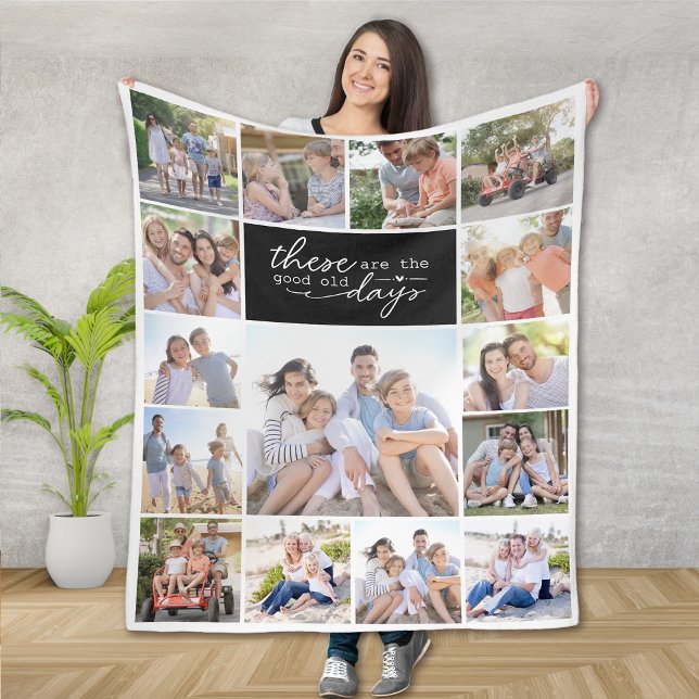15 Photo Collage These Are Good Old Days Fleece Blanket (Creator Uploaded)