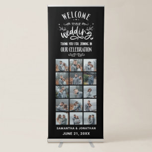 15 Photo Collage Welcome To Our Wedding Ceremony Retractable Banner