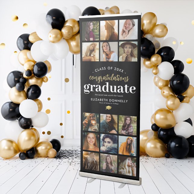 15 Photo Vertical Graduation Party Retractable Banner (Creator Uploaded)