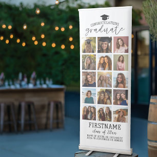 15 Photos - Graduation Modern Minimal White Retractable Banner