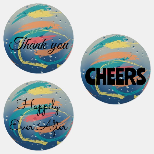 15-set Teal, Orange, Yellow & Coral Brushstrokes (Group)